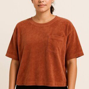 Gap Rust Terry Cloth Boxy Cropped Tee Shirt Size Large NWT